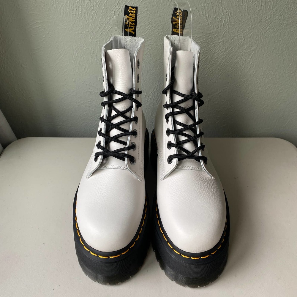 NEW Dr. Martens 1460 Pascal Max Platform Lace Up Boot White Black Women Size 9 - Picture 4 of 12